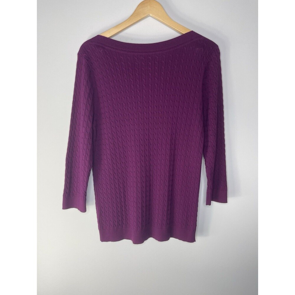 Tommy Hilfiger Women's Cableknit Pima Cotton Purple Sweater Size:XL Preppy - Picture 3 of 4